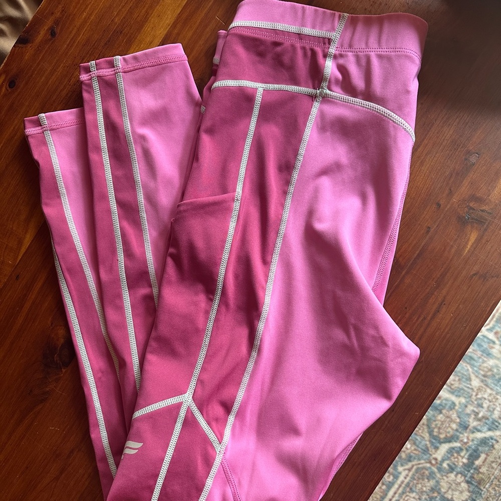 Fabletics Pink Leggings with Geometric Stripes